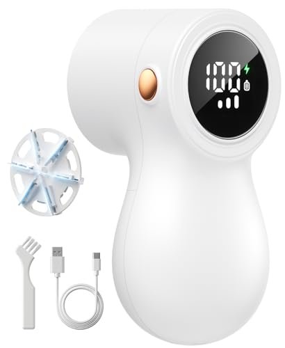 𝗥𝗲𝗰𝗵𝗮𝗿𝗴𝗲𝗮𝗯𝗹𝗲 Fabric Shaver, coldSky Lint Remover for Clothes with 3 Replaceable Blades, Electric Lint Shaver with Digital Display, 3
