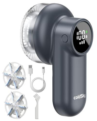 coldSky Rechargeable Fabric Shaver, Lint Shaver with Digital Display, Sweater Shaver with 6