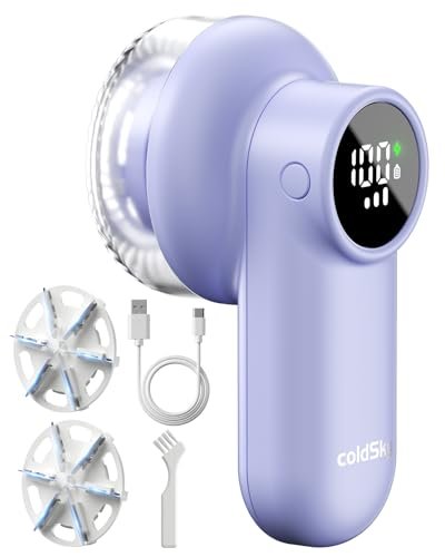 coldSky Rechargeable Fabric Shaver, Lint Shaver with Digital Display, Sweater Shaver with 6